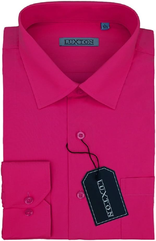 Luxton Cotton Poly Shirt Collection Regular Fit (Fuchsia 636,X-Large/Neck:17-17 1/2, Sleeve:36/37)