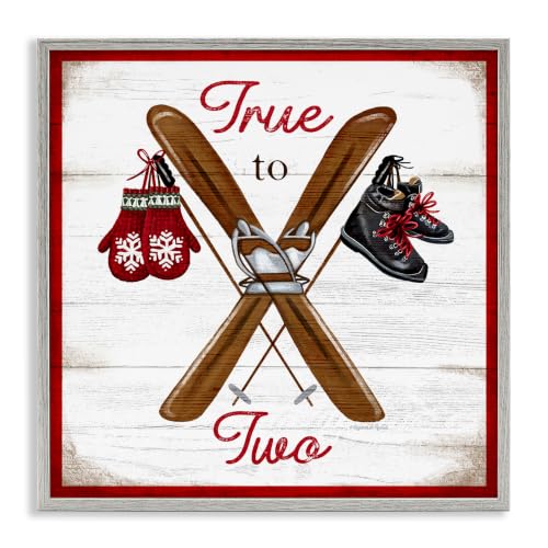 Ski Lodge Motivational Mittens, 12 x 12 Inch Framed Giclée Print