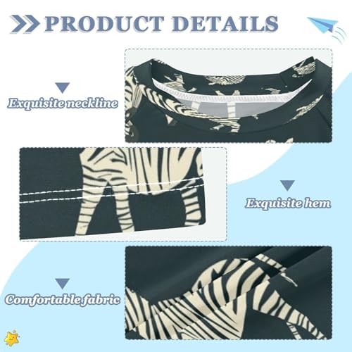 Kids Swimsuit Zebra Horse Animal Cute Sunscreen T-Shirts Swimwear Sets UPF 50+3