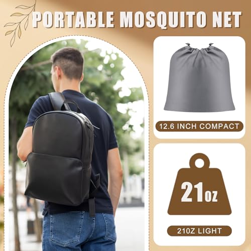 Image of Large Pop up Mosquito Net for Camping Portable Foldable Mosquito Tent Bug Net Bed Travel Patio Outdoor 78 x 39 x 28 Inch Bug Netting Mesh Tent Canopy for Adults Bedroom, White