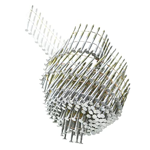 Kimllier KM-1736966-577855-LR 3600 Count Coil Siding Nail Full Round Head Collated Wire Coil 15-Degree 2-1/2-Inch X .090-Inch Ring Shank Thickcoat Galvanized Coil Roofing Nails thumb #3