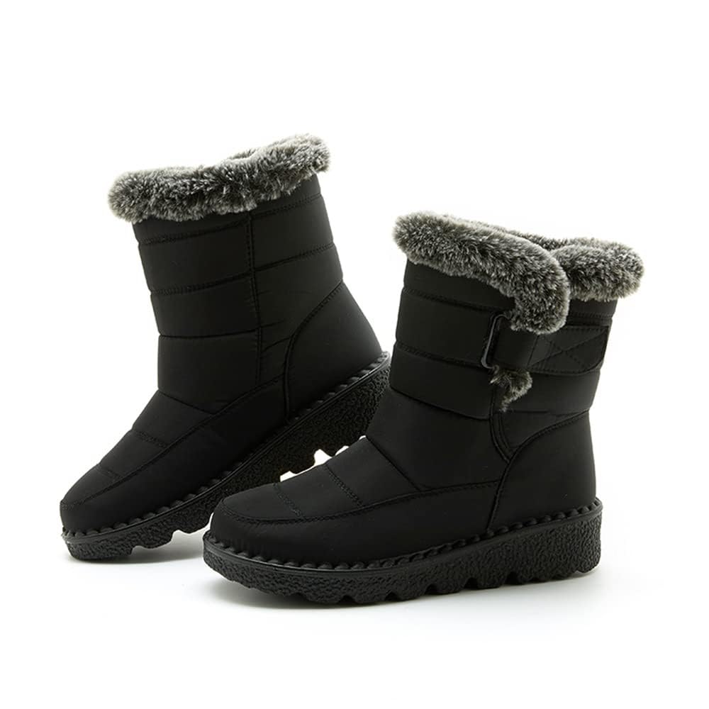 Womens Winter Snow Boots Fur Lined Warm Slip On Boots for Women Waterproof Outdoor Comfortable Ankle Booties Anti