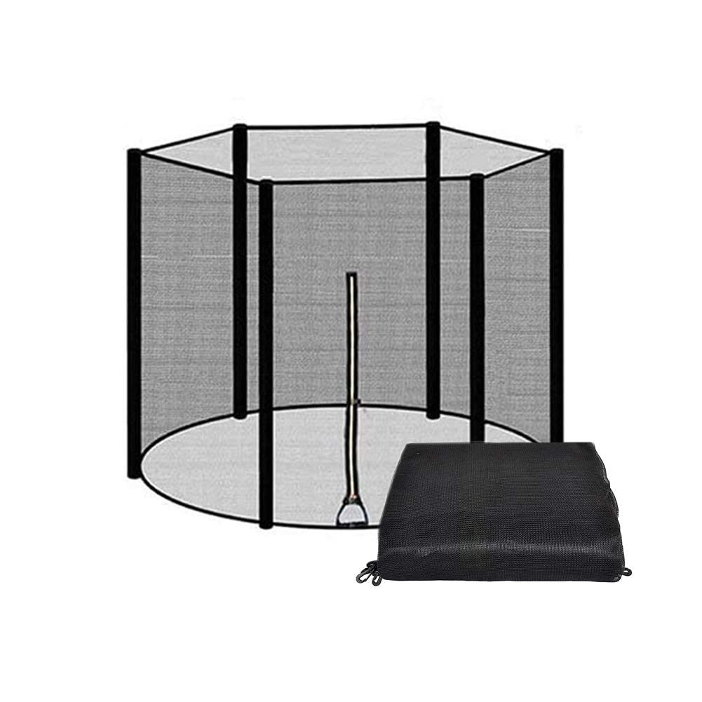 Okrągła siatka bezpieczeństwa do trampoliny, zapasowa, nylonowa siatka do trampoliny ogrodowej, kompatybilna z 6/8-biegunowymi bezpiecznymi akcesoriami do trampoliny z zamkiem błyskawicznym i