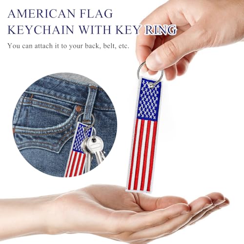 Image of 2 PCS American Flag Key Chain, Flag Key Chain Tag with Key Ring, Embroidered Keys Chain for Car & Motorcycle (1 PCS)