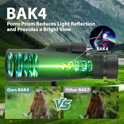 undefined Monocular Telescope 80 x 100 High Powered Monoculars for Adults with Tripod, Monocular for Smartphone Suitable for Bird Watching Larger Vision Monoculars for Adults with BAK4 Prism & FMC Lens Green の商品画像 3