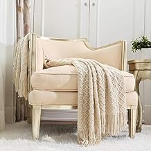 CREVENT Home Decor Rustic Couch Sofa Chair Bed Throw Blanket, Soft Warm Cozy Light Weight for Travelling in Spring Summer 50X60 Beige/Ivory