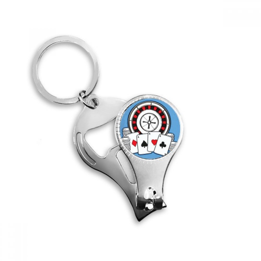 Pince à ongles porte-clés décapsuleur motif jetons de poker et platine