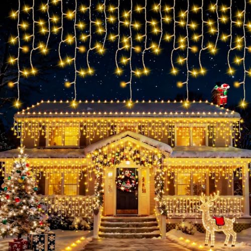 Eisregen Lichterkette Außen 16M 500 LEDs Weihnachten...