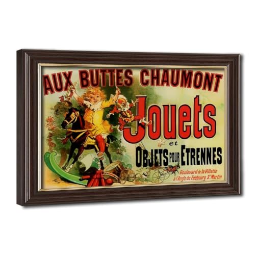 Impression sur toile vintage Aux Buttes Chaumont affiche de collection avec cadre suspendu