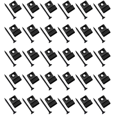 HAJXZH 30PCS 304 Stainless Steel Deck Clips with Screws Universal Black Hidden Fastener Tool for Composite Decking Boards Cover
