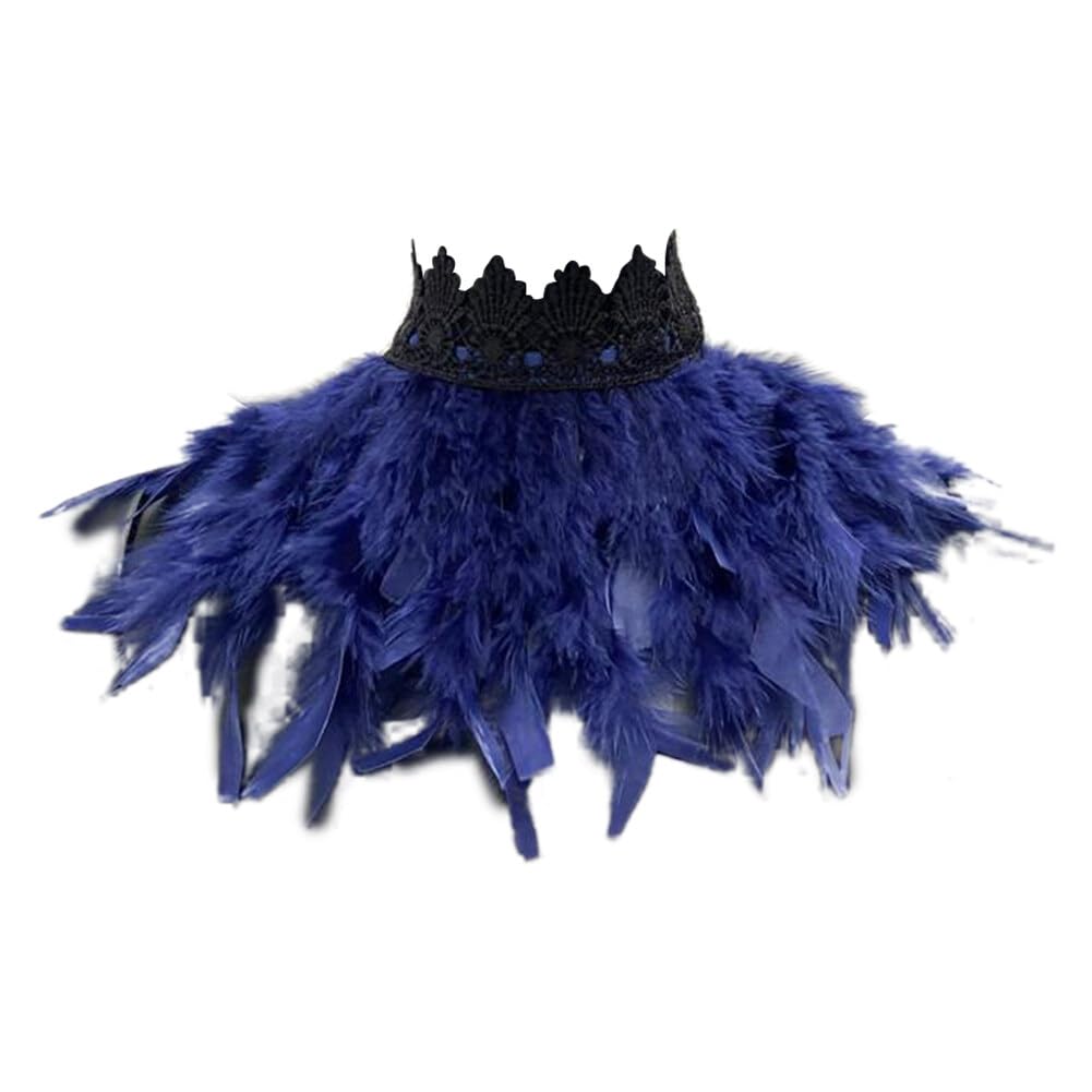 Uposao Feather Collar Shawl Feather Choker Cloak Natural Feather Collar Props For Cosplay Party Performance Model Walk Halloween Ball Feather Collar Shawl Props