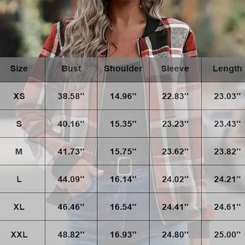 Bomber Jacket Women Plaid Shacket Lightweight Zip Up Fall Jackets Vintage Casual Winter Coats Y2K Fall Outfits Outwear3