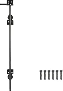 24" Cane Bolt Heavy Duty Drop Rod Gate Stopper Hardware, Gate Ground Latch for Wooden Fences Metal Gates Doors, Gate Drop Pin for Holding Gate to The Ground, Black Finish