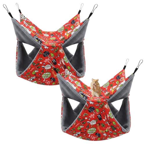 EcuhiRn 2PCS Ferret & Rat Hammock Beds, Red