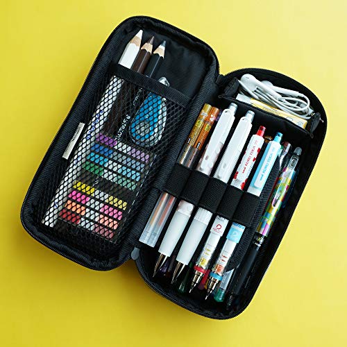 Image of LOONLOON 660 Rainey Pencil Case Black - Large Capacity Multi-Compartment Design with Divider Panel for School College and Office
