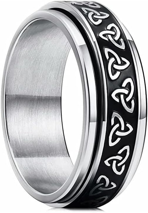 HUXICUI Anillos giratorios de nudo celta para hombres Anillos de banda antiestrés para mujer para aliviar la ansiedad y el estrés Anillo giratorio