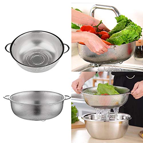 Juego de 2 coladores de malla fina de acero inoxidable para arroz, pasta, verduras y frutas, 19,5 cm y 22,5 cm, apto para lavavajillas