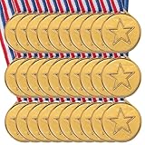 QUARKZMAN Bronzene Medaillen Plastik Siegerpreis Medaillen Fünfsternmuster Mit Halsband Für Sportwettkämpfe Talentwettbewerbe Partyschmuck 80 Stück