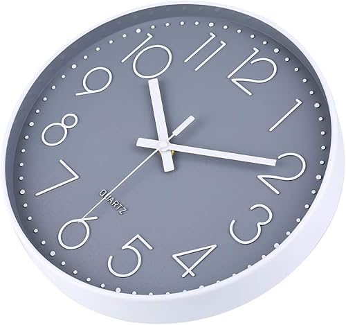 Miniatura 39 de jomparis - Reloj de pared de cuarzo redondo de 12 pulgadas, silencioso, sin tictac, decorativo, moderno, funciona con pilas, para oficina, hogar