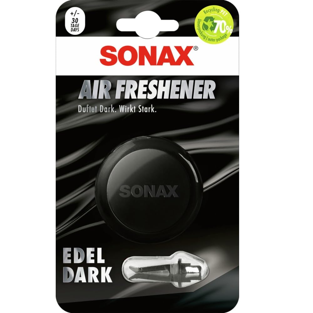 SONAX AirFreshener Edeldark (1 Stück) Lufterfrischer mit frischem Duft und langanhaltendem Dufterlebnis für den Fahrzeuginnenraum | Art-Nr. 03610410