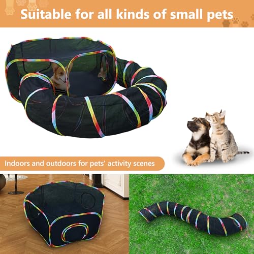 WQU Túnel para Gatos Ao Ar Livre, Cercados para Gatos Ao Ar Livre, Cercadinho para Gatos Arco-Íris p