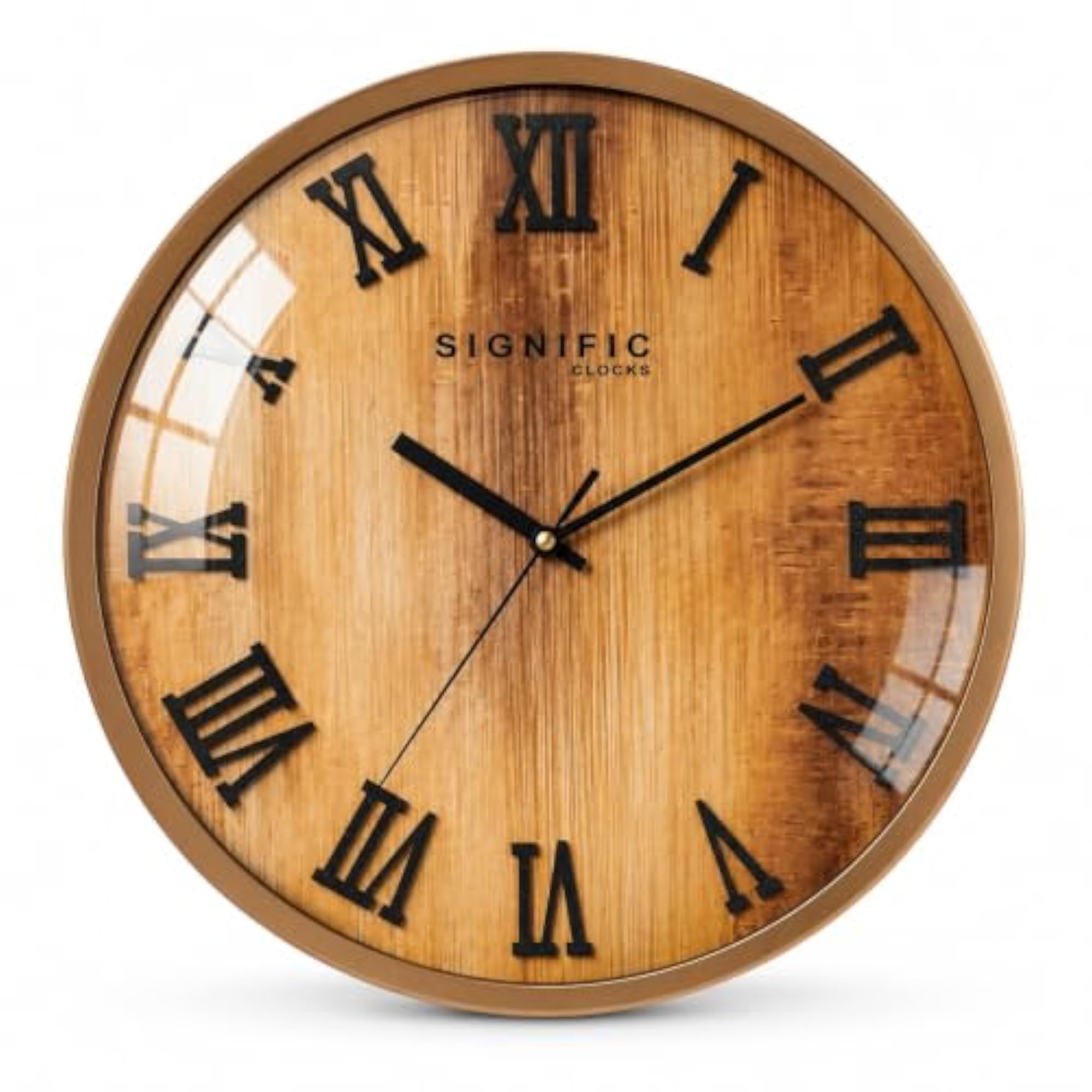 16-Inch Premium Wooden Wall Clock with Metal Frame