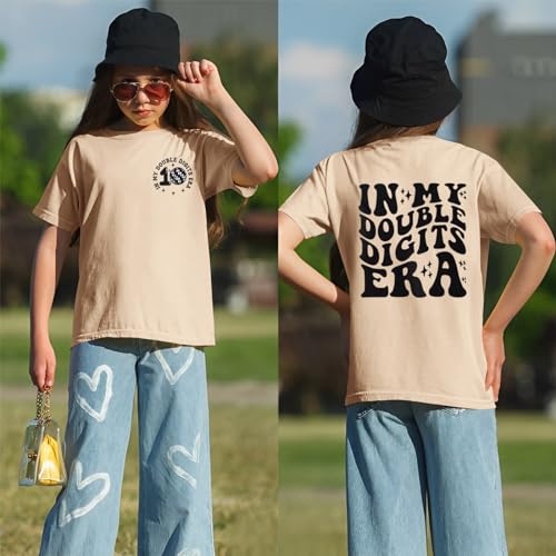 Image of IZYJOY in My Double Digits Era Shirts Girls 10th Birthday T-Shirts 10 Years Old Birthday Party Short Sleeve Summer Tee Tops