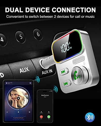 Bluetooth 5.3 Receiver for Car,[Upgraded Enhanced Mic & LED Display] Bluetooth Car Adapter,Wireless Audio Receiver for Car/Home Stereo/Wired Headphones/Speaker,26H Battery Life & Noise Cancelling … - Thumbnail 4