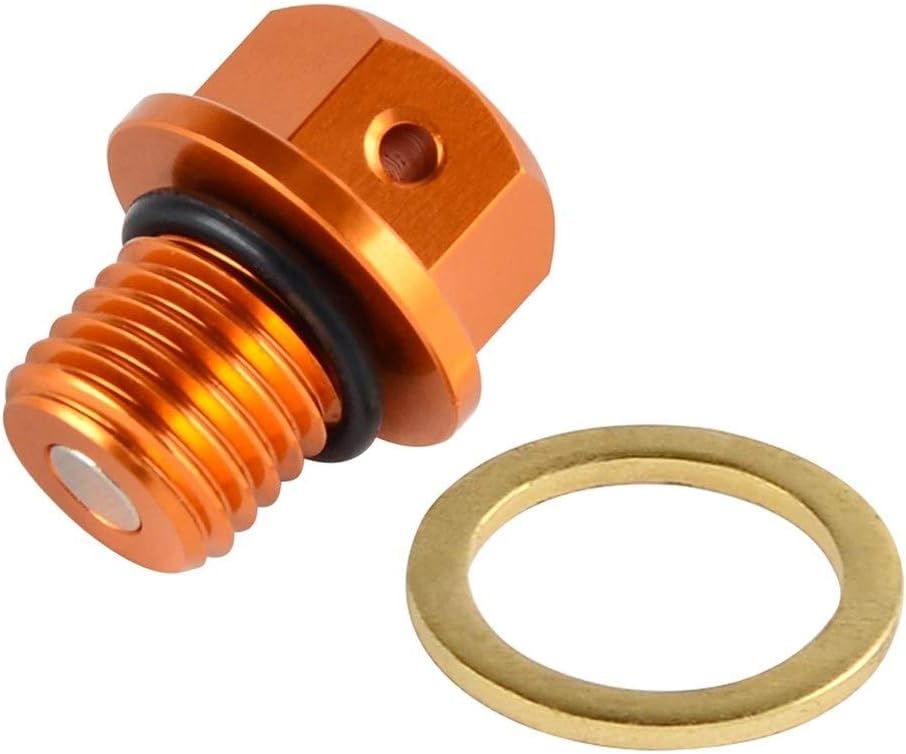 Premium M12xP1.5 CNC Magnetic Engine Oil Drain Bolt Plug for KOTOM 150 200 250 300 350 400 450 500 525 530 SX SXF EXC XC XCW XCF Perfect replacement (Color : Orange)