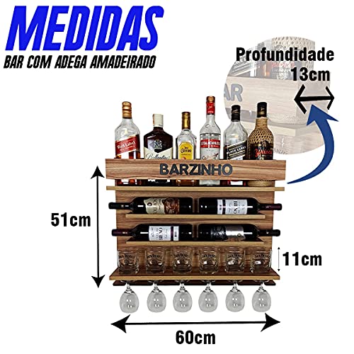 Bar e Adega de Parede para bebidas e vinho - Barzinho - 60 x 51 cor Nogueira
