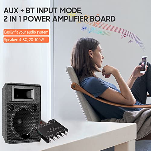 Henniu Subwoofer de 2.1 canais Módulo amplificador de potência DIY Kit 50Wx2+100W Treble Bass Volume
