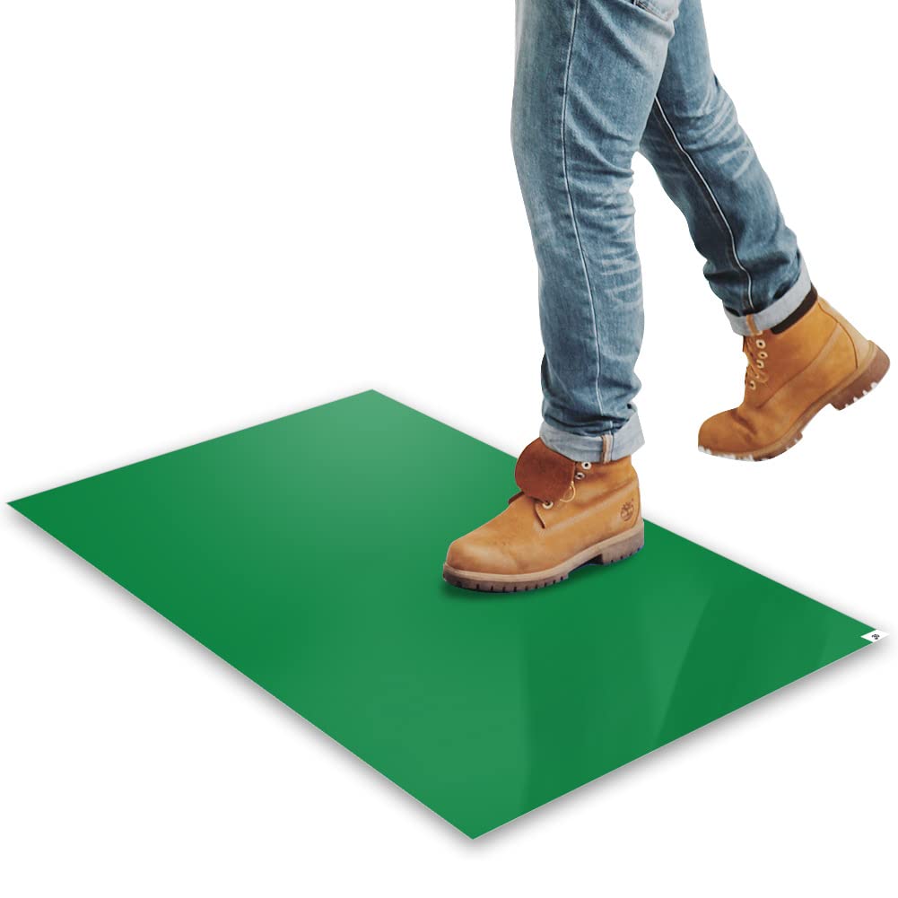 SATECH Tacky Mat,Sticky Mat for Hospital Laboratory Construction Pet 24"x36" Green(4