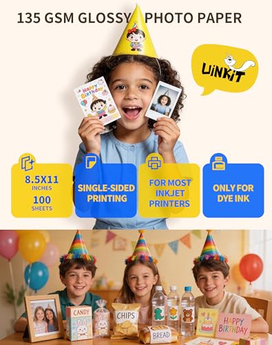 Uinkit Inkjet Thin Glossy Photo Paper 8.5x11 Inches for DIY Chip Bag 100sheets 37lb Printer Paper Brochure Flyer Paper Compatible with Inkjet Printers Letter Size 135gsm image 3