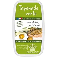 Produit indispensable pour un apéritif sain et varié ! ALLERGÈNES: POISSON, MOUTARDE DÉSIGNATION LÉGALE DU PRODUIT: Cruscana tapenade verte 150g