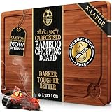 Deer & Oak Tabla de cortar de madera de bambú carbonizada XL, tabla de cortar de cocina de madera de primera calidad preengrasada para tallar carne o verduras