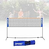 APJJ Tragbares Volleyballnetz Garten, Faltbares Federballnetz, Badmintonnetz 3 4 5 6m, Tennisnetz Outdoor für Kinder und Erwachsene, HöHenverstellbar 85cm-155cm,6.1m