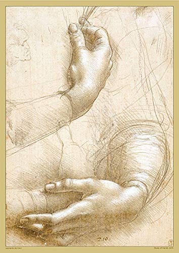 Snowgoose And Lily Leonardo Da Vinci - Study Of Hands Replica Print - Size - A2 59.4 X 42 Cm - Paper Laminated