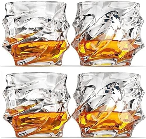 ZSEDP Set of 4 Clear Crystal Whiskey Glass Glassware for Whiskey Beer Drinking Cup Wine Glass 320ml