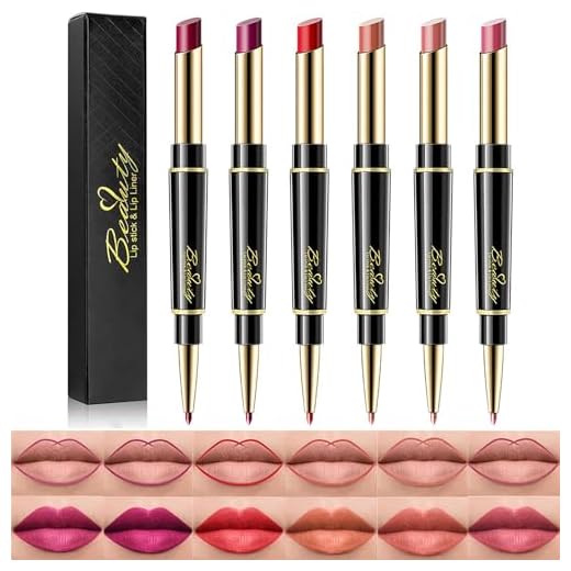 Skynest 6Pcs Rouges à lèvres and Crayons à lèvres lot, 2 en 1crayon levres maquillage Longue durée, Tasse antiadhésive, Résistant Imperméable, Haute pigmentation crayon levre mat