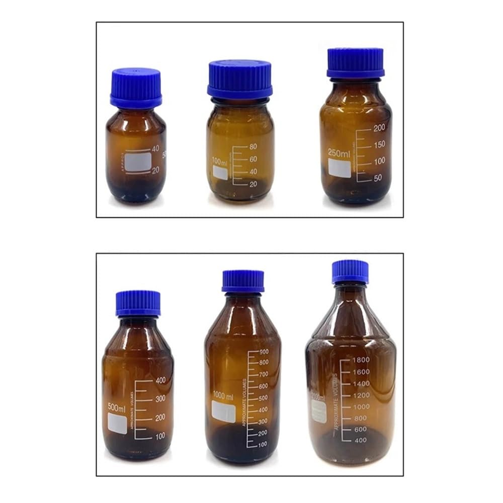 Cristalería de Laboratorio Botella de vidrio transparente con tapa de rosca marrón for laboratorio, sellada, for muestras de laboratorio(1000mL Brown 1pcs)