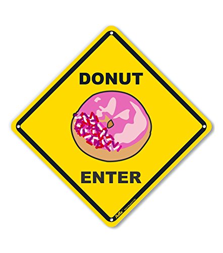 Panneau rigide Donut Enter en plastique jaune et rose pour sécuriser vos accès