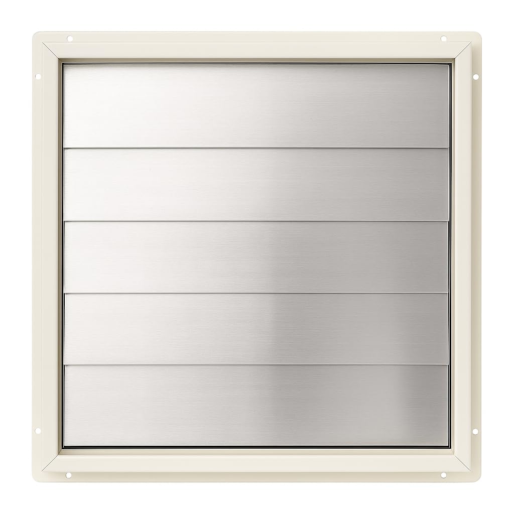 Livshine Exhaust Fan Louver Aluminium Shutter Flapper Powder Coated Silver Metal Body (15 Inch Cream)-image-34