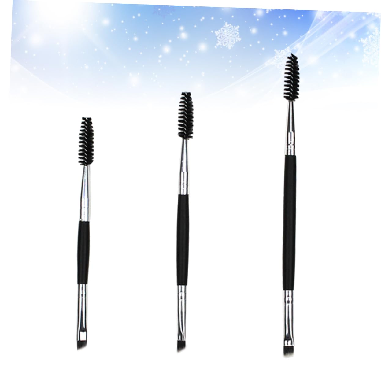 WOFASHPURET 3pcs Professional Eyebrow Eyelash Brush Dual Head Makeup Tools with Wooden Handle for Women for Beauty Grooming