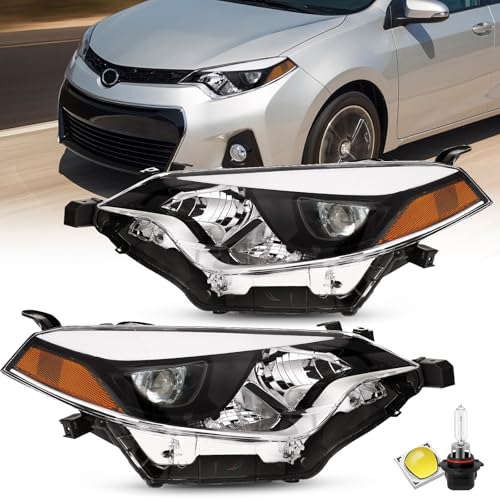 XGWZ Headlights Compatible with 2014-2016 Toyota Corolla Base/CE/C/LE Eco/LE/L/S Plus/S/Sedan 4-Door LED Headlamps w/Bulbs(Driver and Passenger Side)
