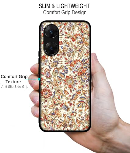 Image of Floral Design Premium 2D Printed Metal Back Case Cover for Vivo V29E 5G