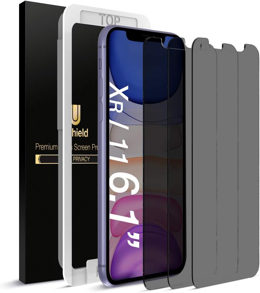 uShield Privacy Screen Protector Compatible with Apple iPhone XR and iPhone 11 (6.1" Display) (w/Installation Frame) [Anti-Scratch/Spy] Tempered Glass Screen Protector (3Pack) [Fit with Most Cases]