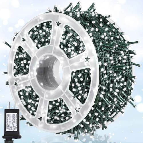 164Ft 500 LED White Christmas Lights, Waterproof 8 Twinkle with