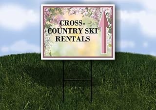 Cross-Country Ski Rentals Spring Flowers Purple Lilac Up Arrows Single Sided 18x24 in. Yard Road Sign w/Stand