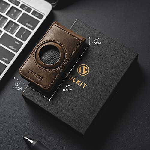 Image of VULKIT Men's Magnetic Money Clip with Airtag Holder - Airtag NOT Included- Holds Up to 15 Cash or 8 Cards, Espresso, Slim, Minimalist