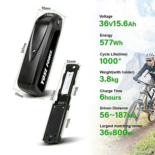 Miniatura 2 de Yose Power Ebike Hailong - Batería Para Bicicleta Eléctrica 36 V, 15,6 Ah, Compatible Con Tubo Bajo Para Vaun Mifa Phylion Pedelec